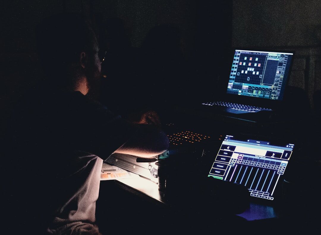film editor at computer